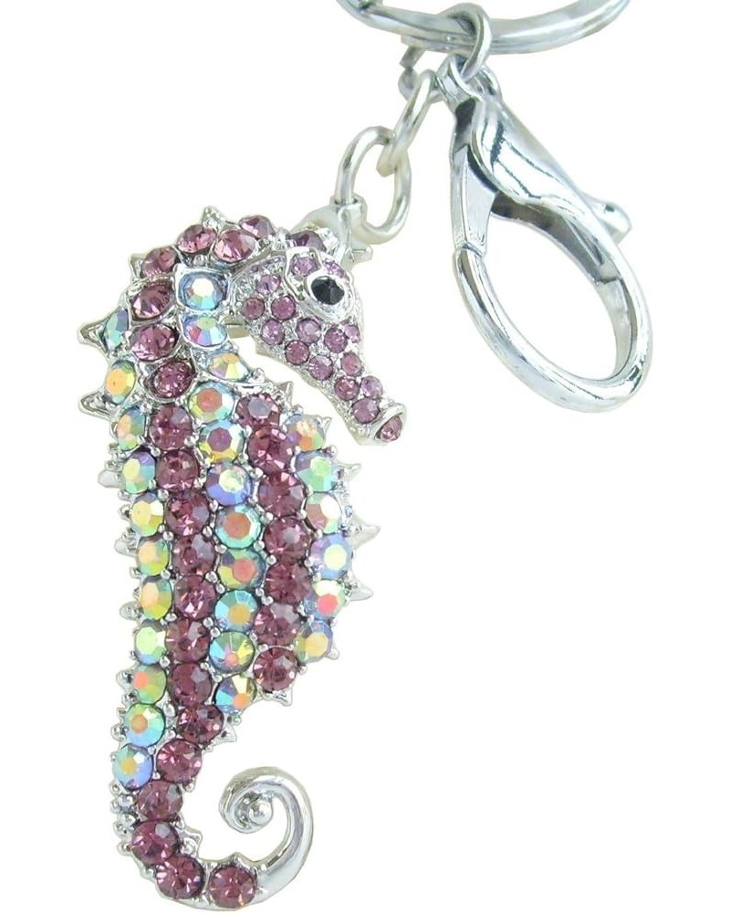 Sindary Charming Animal 2.16" Seahorse Keychain Pendant Rhinestone Crystal K2254 Silver-tone Purple $11.51 Pendants