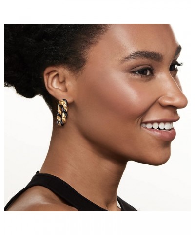 Italian Black Enamel and 18kt Gold Over Sterling Twist Hoop Earrings $44.22 Earrings