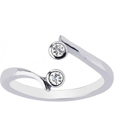 Sterling Silver 2 Cubic Zirconia Crossover Adjustable Ring or Toe Ring $9.91 Body Jewelry