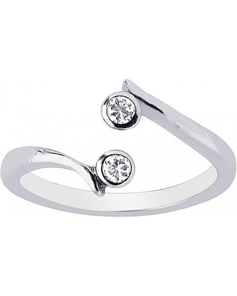 Sterling Silver 2 Cubic Zirconia Crossover Adjustable Ring or Toe Ring $9.91 Body Jewelry