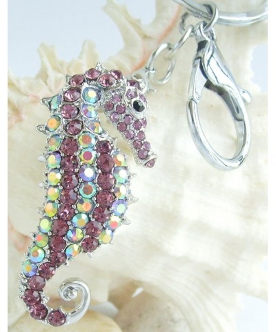 Sindary Charming Animal 2.16" Seahorse Keychain Pendant Rhinestone Crystal K2254 Silver-tone Purple $11.51 Pendants