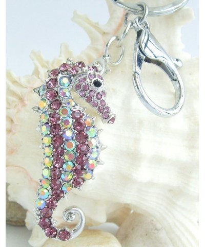 Sindary Charming Animal 2.16" Seahorse Keychain Pendant Rhinestone Crystal K2254 Silver-tone Purple $11.51 Pendants