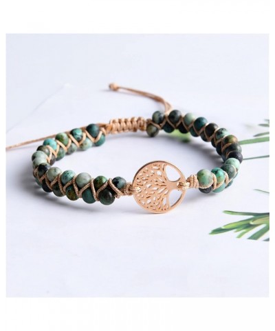 Boho Handmade Natural Stone Bead 3 Row Wide Wrap Wrist Statment Bracelet Jewelry Collection tree life-Turquoise $10.12 Bracelets