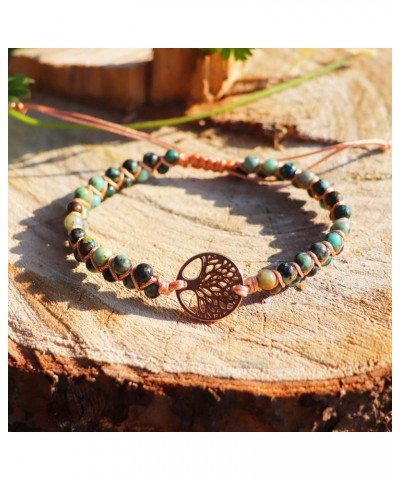 Boho Handmade Natural Stone Bead 3 Row Wide Wrap Wrist Statment Bracelet Jewelry Collection tree life-Turquoise $10.12 Bracelets