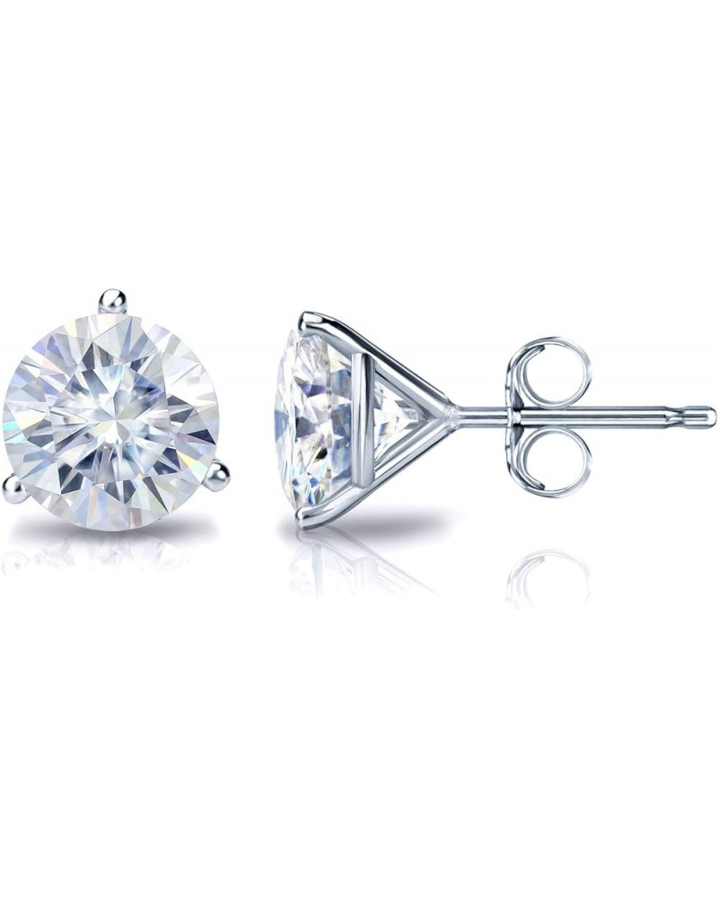 18k Gold Round Moissanite Stud Earrings (1 to 7ct TGW, H-I) 3-Prong Martini Set, Push-Back White Gold 6.0 carats $606.06 Earr...