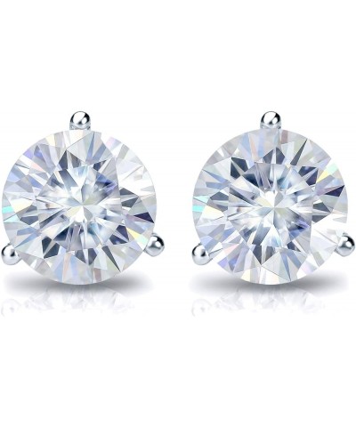 18k Gold Round Moissanite Stud Earrings (1 to 7ct TGW, H-I) 3-Prong Martini Set, Push-Back White Gold 6.0 carats $606.06 Earr...