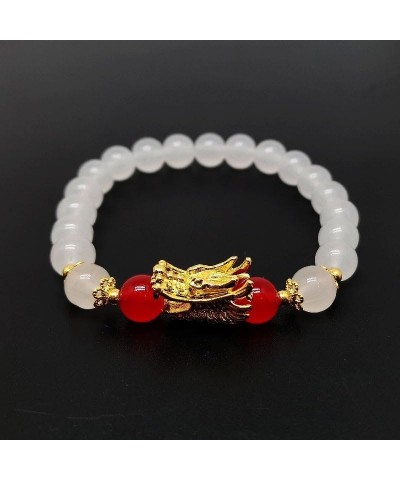 New Year of the Dragon Charm Beaded Stretch Bracelets Natural Stone Strand Adjustable Bracelets Feng Shui Lucky Amulet Jewelr...