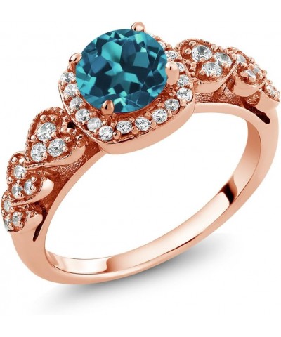 18K Rose Gold Plated Silver London Blue Topaz Ring For Women (1.07 Cttw, Gemstone Birthstone, Available In Size 5, 6, 7, 8, 9...