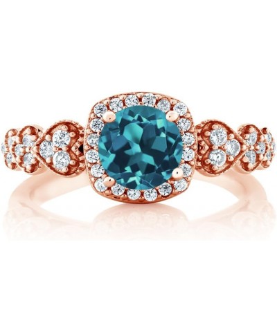 18K Rose Gold Plated Silver London Blue Topaz Ring For Women (1.07 Cttw, Gemstone Birthstone, Available In Size 5, 6, 7, 8, 9...