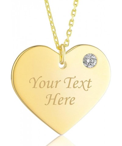 Sterling Silver 925 Personalized Engravable Heart Necklace with Simulated Birthstone Custom Engraved Pendant for Women and Gi...