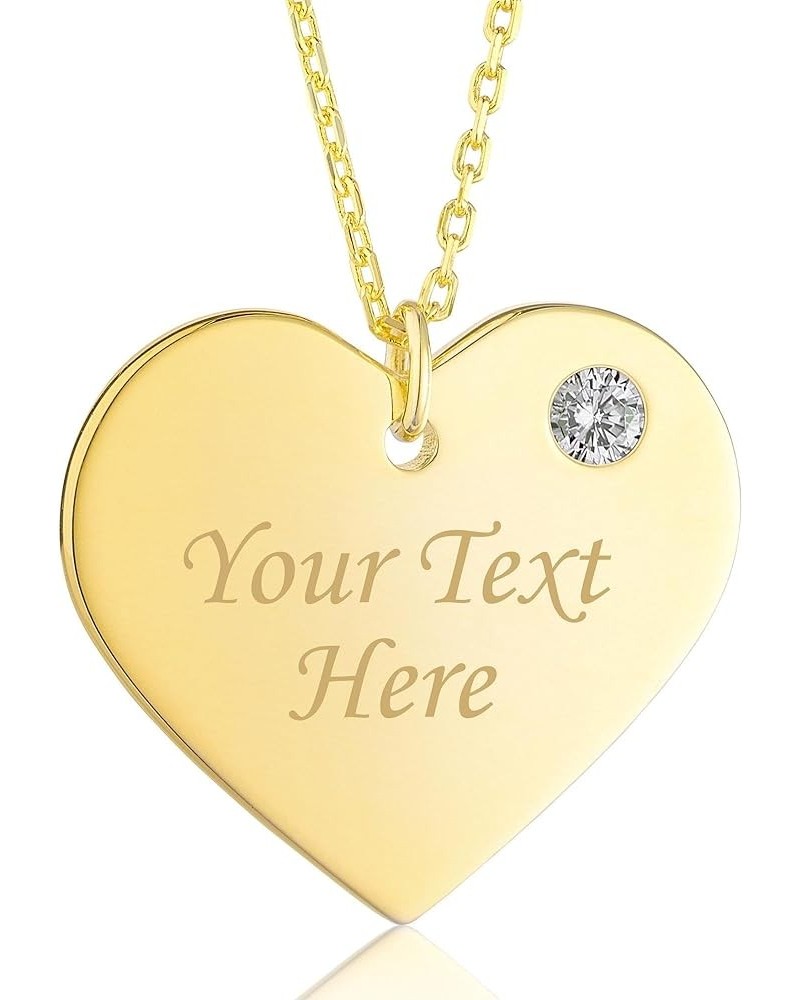 Sterling Silver 925 Personalized Engravable Heart Necklace with Simulated Birthstone Custom Engraved Pendant for Women and Gi...