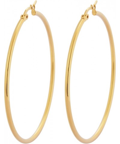 Rounded Hoops Earrings (20mm-60mm Diameter) 2 Pairs Gold and Silver 50mm $9.46 Earrings