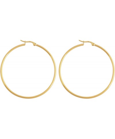 Rounded Hoops Earrings (20mm-60mm Diameter) 2 Pairs Gold and Silver 50mm $9.46 Earrings