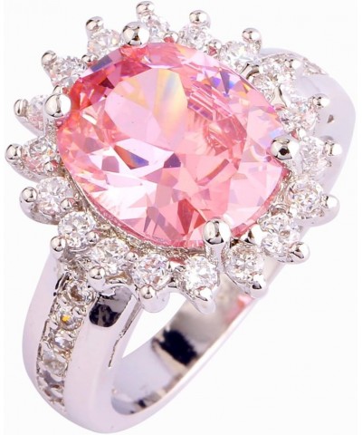 Women's 925 Sterling Silver Created Emerald Quartz Filled Halo Anniversary Ring Pink $4.79 Rings