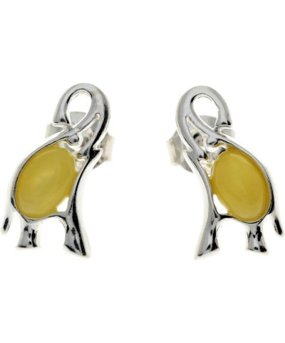 Classic Genuine Baltic Amber 925 Sterling Silver Lucky Elephant Studs Designer Earrings GL176 Lemon $19.03 Earrings