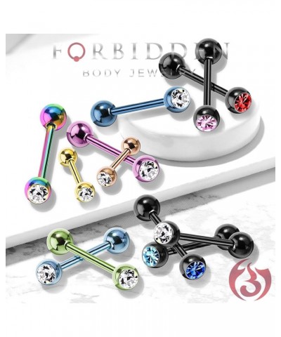 14G 16mm (5/8 Inch) CZ Crystal Surgical Steel IP Plated Tongue Ring Blue $8.39 Body Jewelry