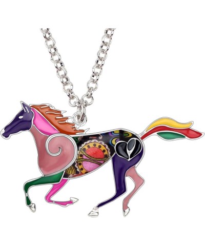 Enamel Alloy Funny Horse Necklace Pendant Jungle Animals Jewelry Gifts for Women Girls Charms Purple $8.79 Necklaces