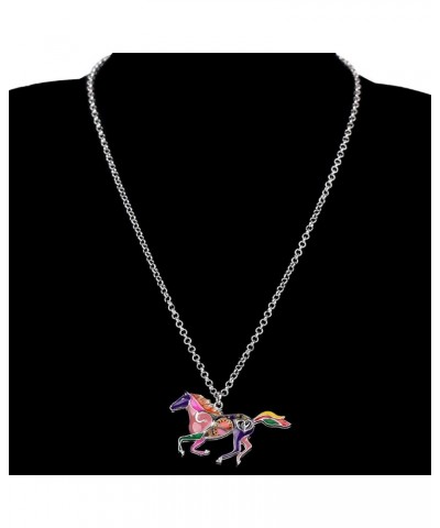 Enamel Alloy Funny Horse Necklace Pendant Jungle Animals Jewelry Gifts for Women Girls Charms Purple $8.79 Necklaces