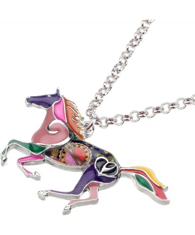 Enamel Alloy Funny Horse Necklace Pendant Jungle Animals Jewelry Gifts for Women Girls Charms Purple $8.79 Necklaces