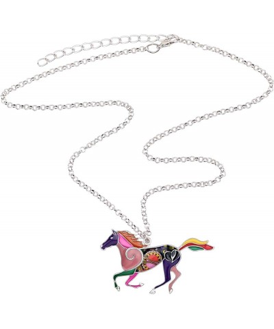 Enamel Alloy Funny Horse Necklace Pendant Jungle Animals Jewelry Gifts for Women Girls Charms Purple $8.79 Necklaces