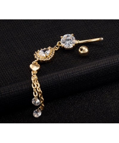 Long Dangling Bling Crystal Belly Rings Piercing Jewelry Steel Body Dangle Belly Bellow Button Navel Ring $6.68 Body Jewelry