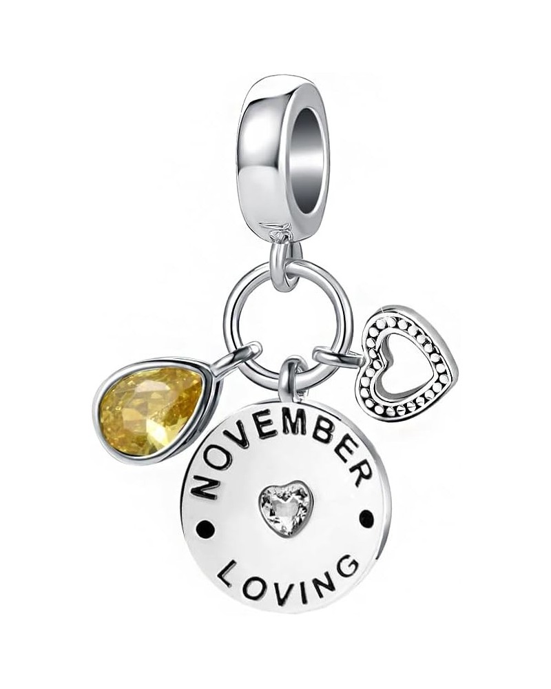 Teardrop Birthstone Heart Charm Fit Pandora Bracelets Happy Birthday Love Bead for Women Mom November $8.24 Bracelets