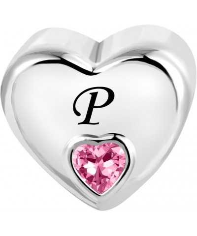 Initial A-Z Letter Love Pink Heart Alphabet Bead Charms Compatible with Pandora Charm Bracelets for Women P $8.33 Bracelets