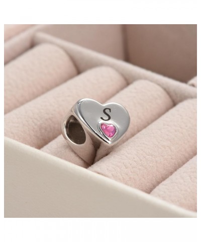 Initial A-Z Letter Love Pink Heart Alphabet Bead Charms Compatible with Pandora Charm Bracelets for Women P $8.33 Bracelets