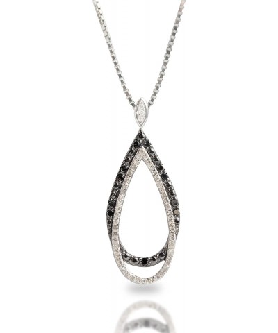 0.5 Carat White & Black Diamond Necklace for Women | Sterling Silver Diamond Pendant Necklace | Real Diamond Teardrop Pendant...