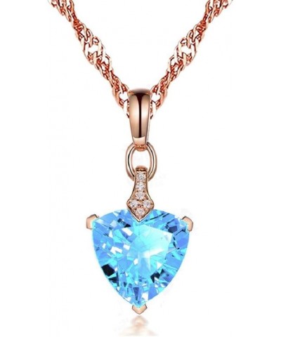 Rose Gold & Platinum Plated Crystal Heart Pendant Necklace Cubic Zirconia Solitaire Setting Y1062 Blue $6.84 Necklaces