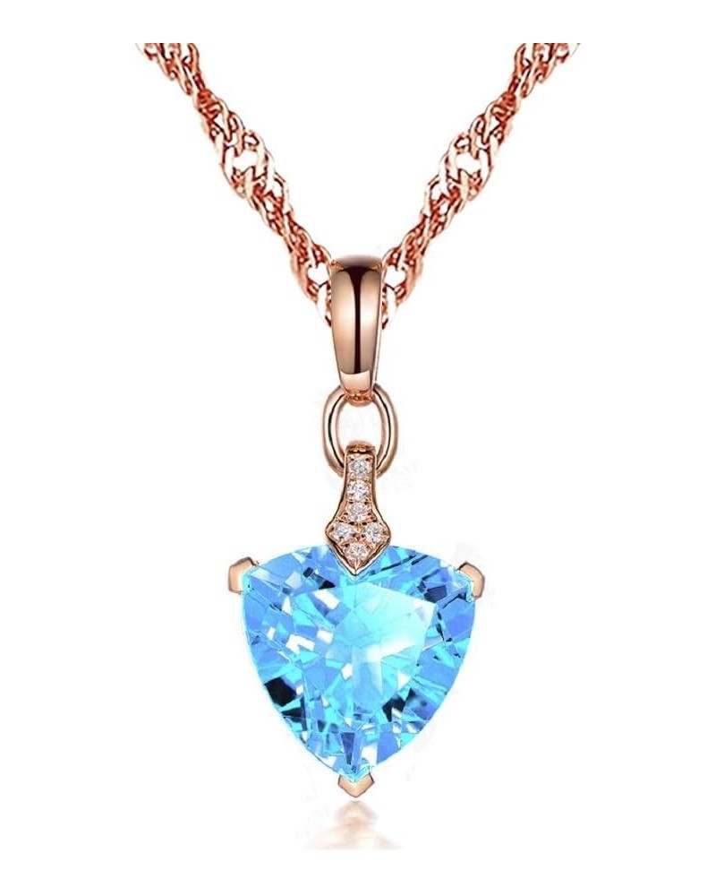 Rose Gold & Platinum Plated Crystal Heart Pendant Necklace Cubic Zirconia Solitaire Setting Y1062 Blue $6.84 Necklaces