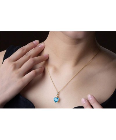 Rose Gold & Platinum Plated Crystal Heart Pendant Necklace Cubic Zirconia Solitaire Setting Y1062 Blue $6.84 Necklaces