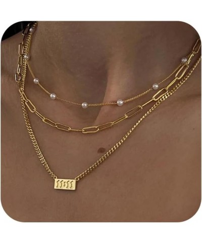 Layered Gold Necklaces for Women, Stackable 14K Gold/Silver Plated Chain Necklace Layering Necklace Set Fashion Pendant Choke...