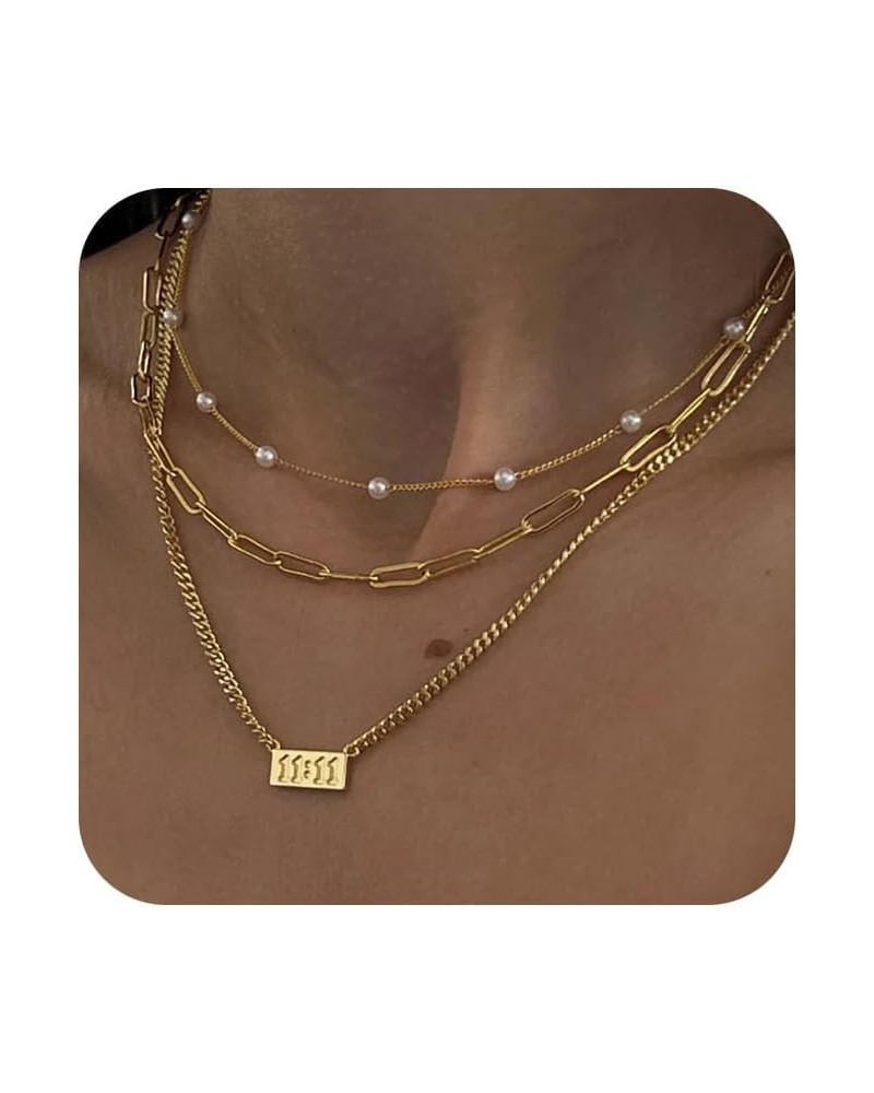 Layered Gold Necklaces for Women, Stackable 14K Gold/Silver Plated Chain Necklace Layering Necklace Set Fashion Pendant Choke...