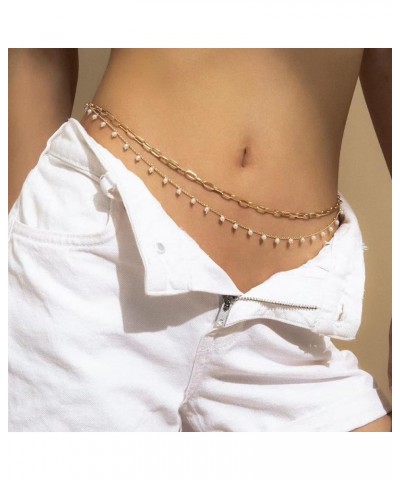 Butterfly Waist Chain with Crystals Gold Sexy Belly Chains Rhinestone Adjustable Beach Bikini Body Chain for Women Girls Stom...