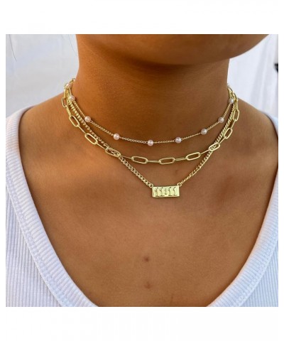 Layered Gold Necklaces for Women, Stackable 14K Gold/Silver Plated Chain Necklace Layering Necklace Set Fashion Pendant Choke...