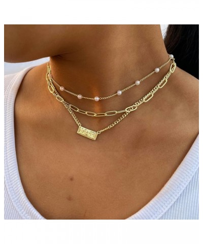 Layered Gold Necklaces for Women, Stackable 14K Gold/Silver Plated Chain Necklace Layering Necklace Set Fashion Pendant Choke...