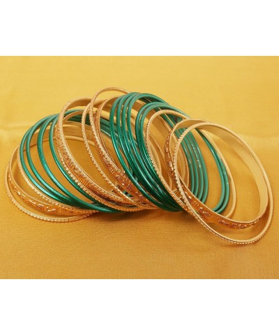 Colorful 2 Dozen Bangle Collection Indian Bollywood Alloy Designer Jewelry Special Large Size Bangle Bracelets Set of 24 In G...