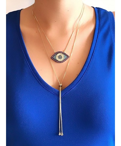 Evil Eye Necklace for Women 18K Gold Plated Sliding Chain Protection Jewelry FASHION $23.22 Necklaces