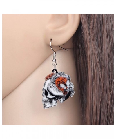 Cute Halloween Sugar Skull Earrings Dangle Acrylic Day of the Dead Decor Gifts for Women Girls Festival Charms Shadow $6.62 E...