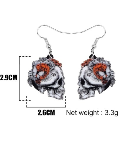 Cute Halloween Sugar Skull Earrings Dangle Acrylic Day of the Dead Decor Gifts for Women Girls Festival Charms Shadow $6.62 E...