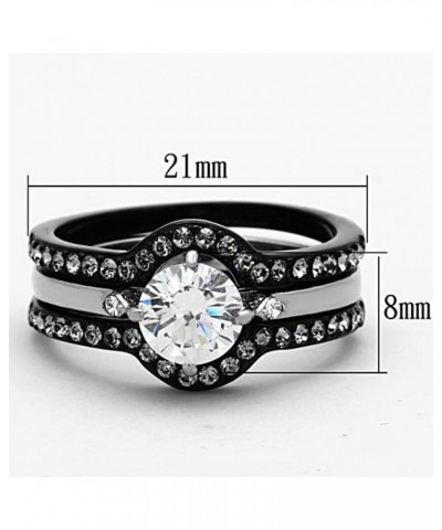 His and Hers 4 Piece?Black Ion Plated Stainless Steel Wedding Engagement Ring Band Set Women's Size 05 Men's 08mm Size 11 $22...