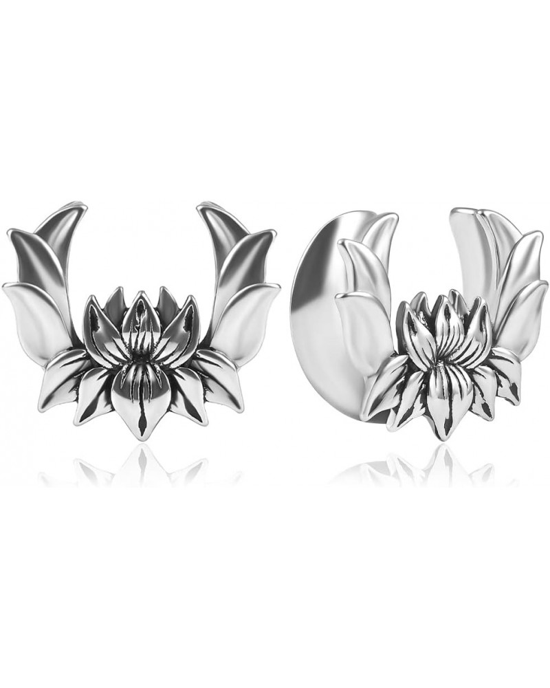 2PCS 8mm-16mm Ear Gauges Hypoallergenic 316L Stainless Steel Lotus Flower Saddle Plugs Tunnels Piercing Expander Stretchers B...