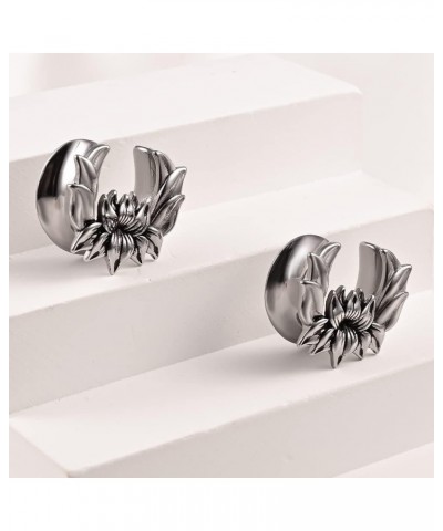 2PCS 8mm-16mm Ear Gauges Hypoallergenic 316L Stainless Steel Lotus Flower Saddle Plugs Tunnels Piercing Expander Stretchers B...