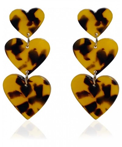 Trendy Leopard Acrylic Dangle Earrings for Women Girls,Geometric Layered Heart-shaped Half Round Earrings,Fashion Earrings,Re...