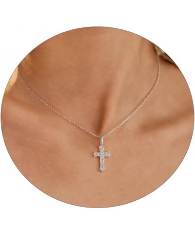 Cross Necklace for Women 18K Gold Plated Cute Cross Pendant Choker Necklaces Simple Trendy Everyday Jewelry Lace Cross-SL $8....