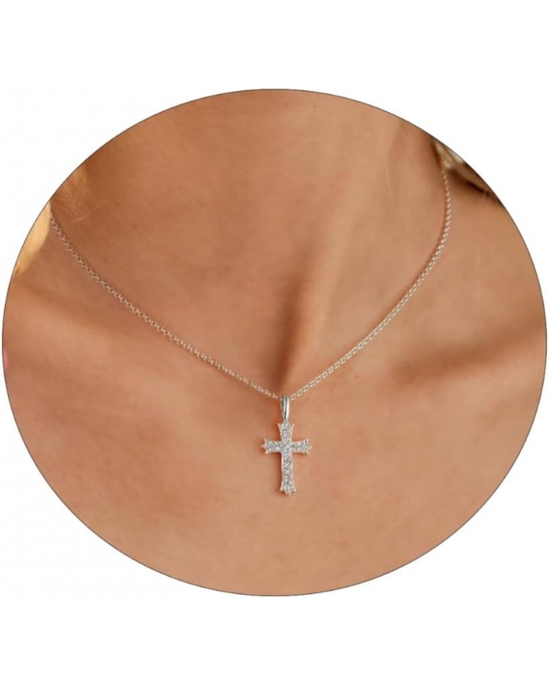 Cross Necklace for Women 18K Gold Plated Cute Cross Pendant Choker Necklaces Simple Trendy Everyday Jewelry Lace Cross-SL $8....