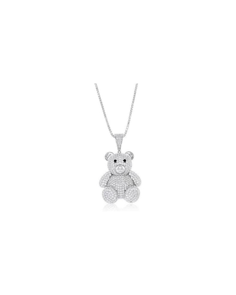 Teddy Bear Necklaces for Women - Sterling Silver Necklace with Cubic Zirconia Stones Pendant - Pendant Necklace with 18'' Box...