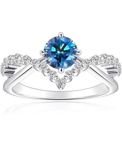 Engagement Moissanite Rings for Women Sterling Silver Ring Wedding Promise Rings for Her A-Blue Moissanite-1CT 9 $18.45 Rings