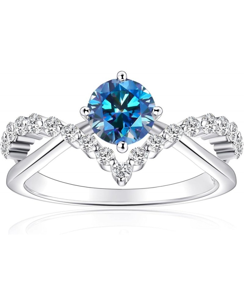 Engagement Moissanite Rings for Women Sterling Silver Ring Wedding Promise Rings for Her A-Blue Moissanite-1CT 9 $18.45 Rings